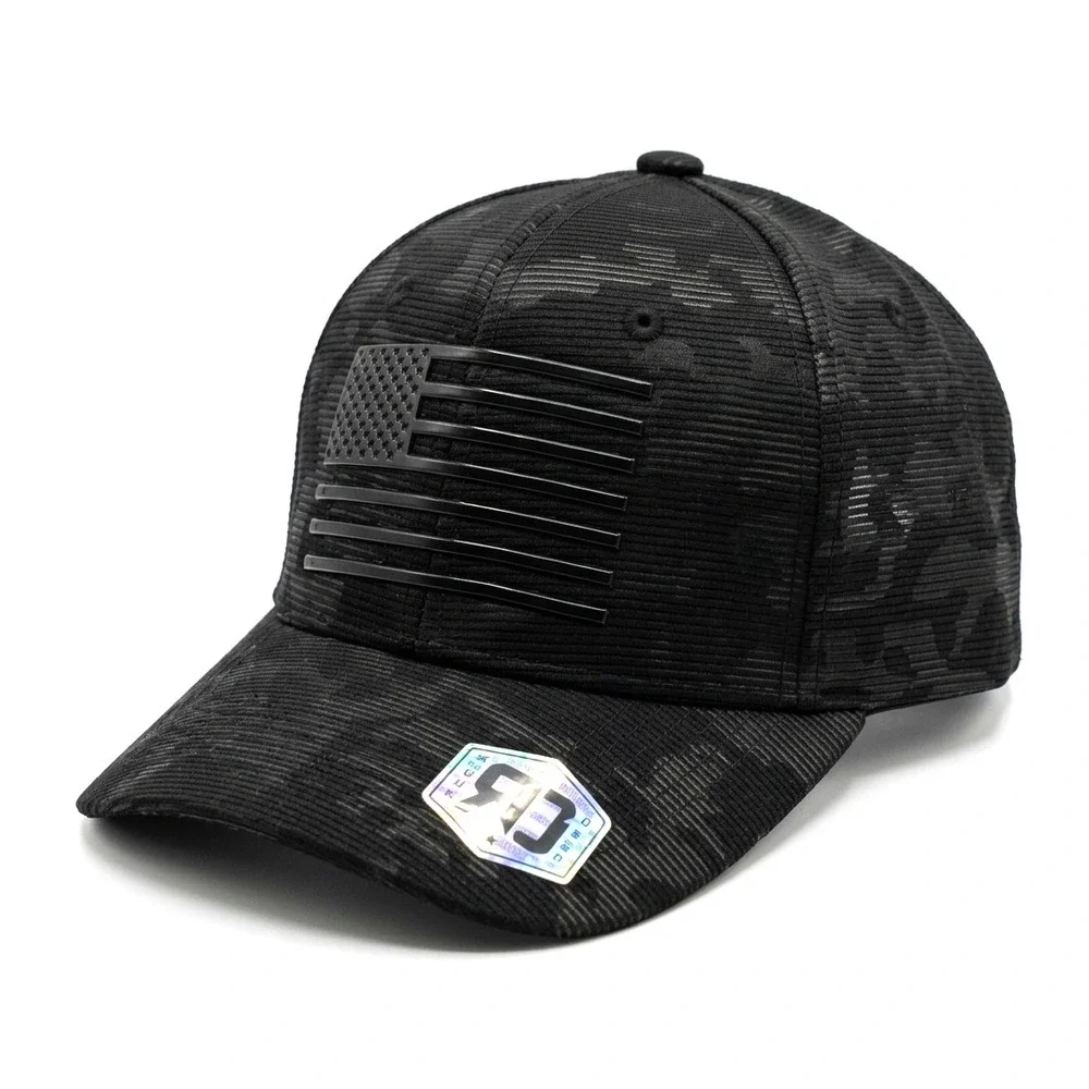 Runs Deep Premium Tactical American Flag Sueded Snapback Cap Hat BLK Subtle Camo